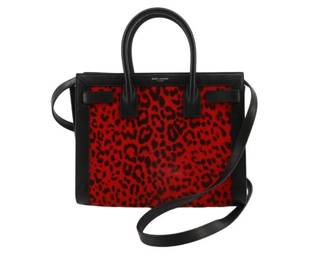 Yves Saint Laurent Red Leopard Print Nano Sac du Jour Bag