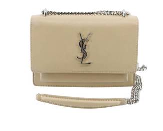 Yves Saint Laurent Leather Sunset Shoulder Bag Beige