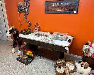 air hockey table, horse, Illini clock and print