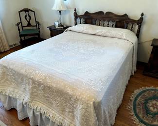 Bed frame with wood headboard