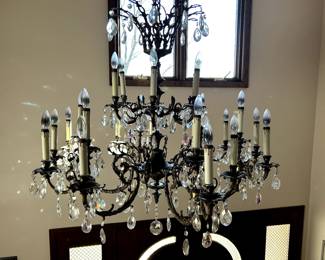 Antique crystal foyer chandelier
