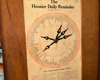 The calendar of same Hoosier cabinet