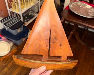 Beautiful MCM wooden sailboat