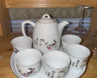 Vintage saki set, we may even have a little something something to go in it. Great for gift giving.