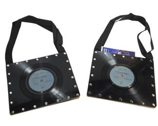 Pair Moody Bluegrass Vinyl Record Purses