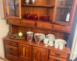 Cherry wood china hutch