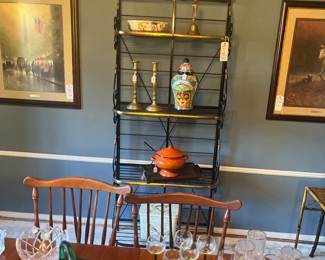 Misc glassware , bakers rack