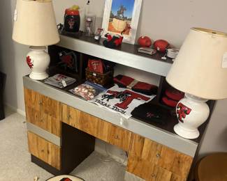 Desk and Texas tech stuff