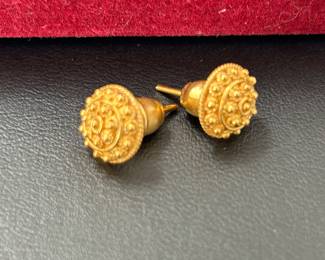 22K button earrings