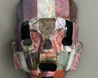 Aztec Death Mask with mother of pearl and semi precious inlays 