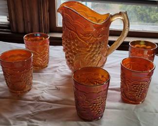 Imperial Grape Pattern Water Set with 5 Glasses