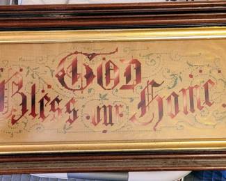 God Bless Our House Needlepoint - Walnut Framed