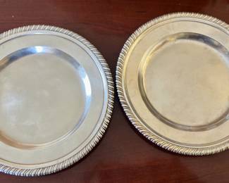 Two HEAVY Sterling Silver ANTIQUE TIFFANY & CO BREAD PLATES