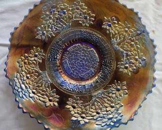 Fenton Orange Tree Pattern Blue Plate 