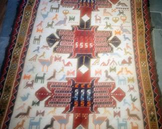 3.5 feet by 4.5 feet Afghan War Rug