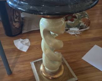 Italian Neoclassical Style Marble Mounted Parcel Gilt Barley Twist Pedestal Table