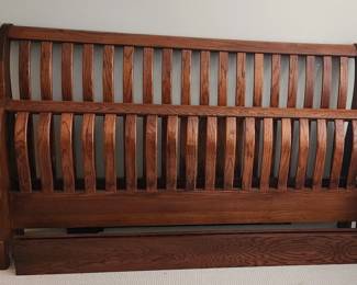 King size headboard/footboard, side rails and metal railing