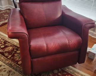 Electric red leather recliner