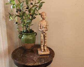 Marble top side table and decor