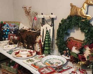 Christmas serving dishes and decor