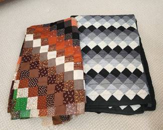 Quilt top on left and quilt on right