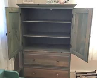 PAINTED PINE CHEST W/ TWO DOORS