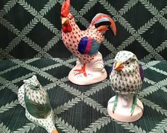 HEREND DOG, ROOSTER AND BIRD