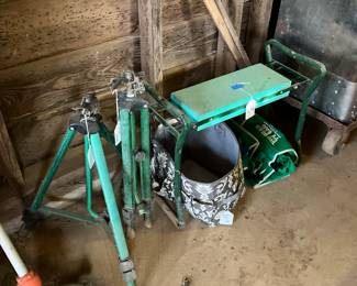 Sprinklers, garden bench