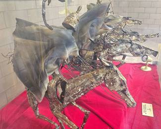 Large "Four Horseman Of The Apocalypse" encased in glass metal sculpture by RON WHITACRE. (1969)