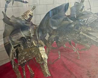 Large "Four Horseman Of The Apocalypse" encased in glass metal sculpture by RON WHITACRE. (1969)