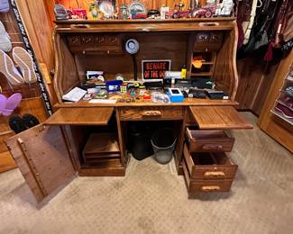 Furniture can be pre-sale.  Antique Roll Top Desk with Keys
