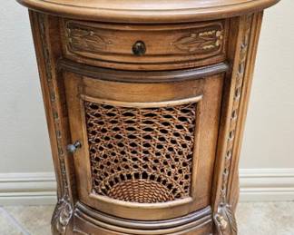 Carved French Side Table w/ Marble-Look Top