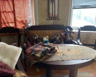 Empire Revival Parlor Set (3 pieces) and Empire Style Library Table all C1905