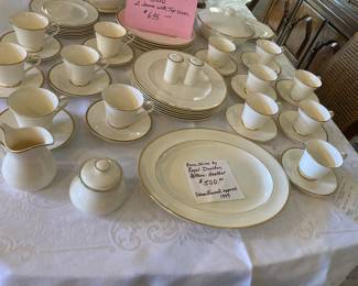 Beautiful set of China, cream with gold trim.
Royal Doulton, 
Pattern-Heather
Discontinued in 1999