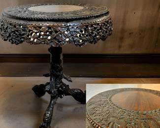 Antique Hand-Carved Chinese Lamp Table $185 or bid #17