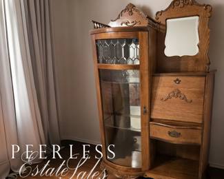 Antique Mirrored Secretary Curio $235 or bid #36