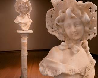 Antique Carved Alabaster Bust on Column $225 or bid #29