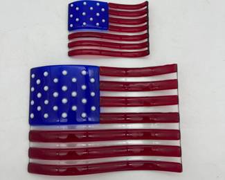 American flag fused glass art