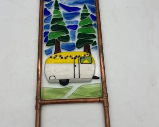 Fused glass camper garden decor