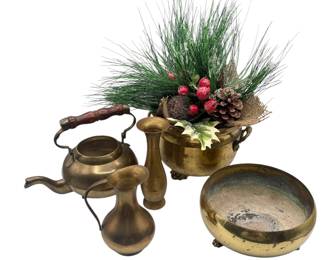 Vtg Brass Planters &  Vases 