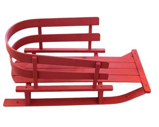 Painted Red Wood Sled Decor 