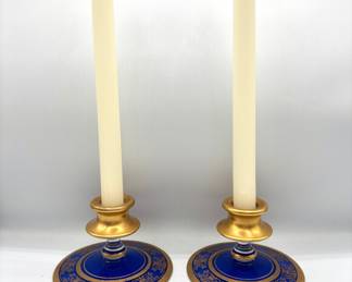 Cobalt Art Glass Candlesticks 