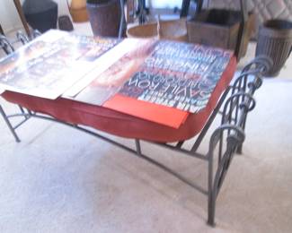 Bench with Cushion PLUS Assorted Lithographs:                 Not signed or Numbered,  Multiples of Each Image.