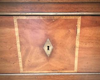 Biedermeier reproduction inlaid 3-drawer dresser with ring drawer pulls