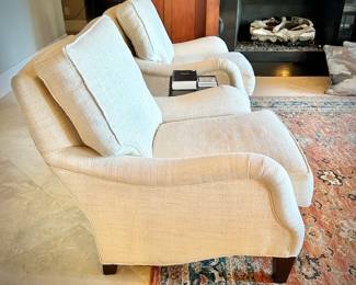 Pair of Wesley Hall (Hickory, NC) off-white occasional chairs