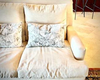 Lee Industries MCM-style Lawson off-white sofa