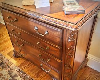 Hooker "South Seas" writing desk and 4-drawer chest