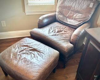 Furnitureland South (High Point, NC) leather armchair and ottoman