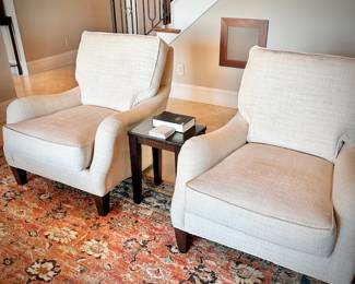 Pair of Wesley Hall (Hickory, NC) off-white occasional chairs