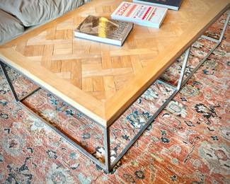 Oversized wood and metal modern farmhouse coffee table